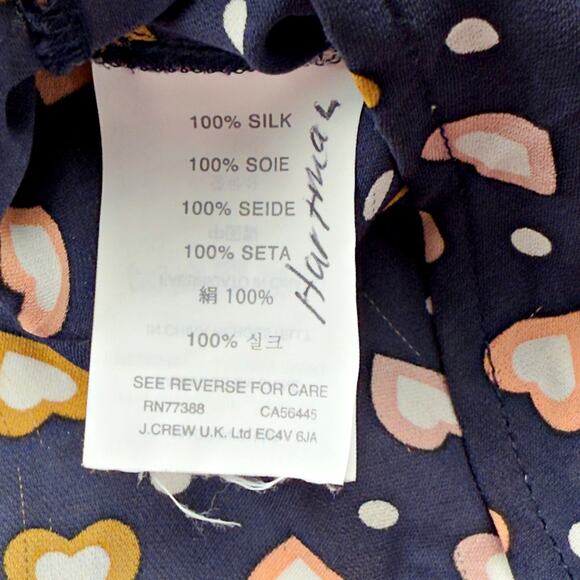 J.Crew Sz 2 100% Silk Hearts Print Sleeveless Blouse Career Layer Basic Classy - Picture 5 of 7